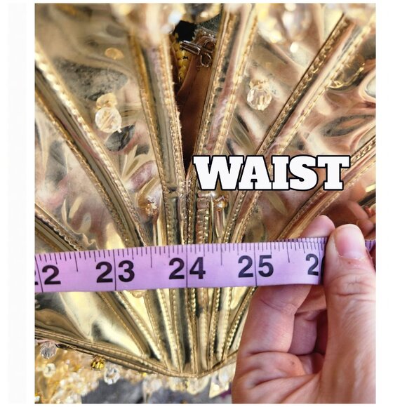 LENA BERISHA Metallic Gold Corset Couture Dress with Gemstone Detail - Picture 10 of 14